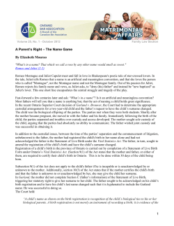 1 A Parent`s Right &ndash; The Name Game By Elizabeth Mourao