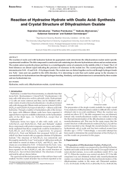 Reaction of Hydrazine Hydrate with Oxalic Acid: Synthesis and