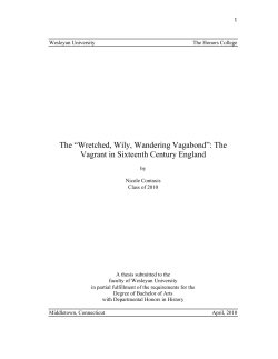 The Vagrant in Sixteenth Century England - WesScholar