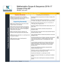 Sixth Grade PAP Scope and Sequence