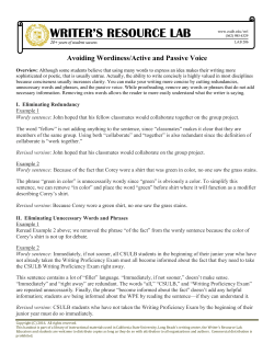 Avoiding Wordiness / Active and Passive Voice