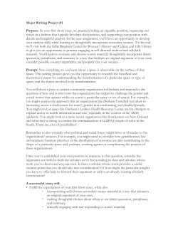 Major Writing Project #1 Purpose: In your first short essay, we