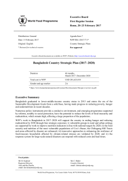 Bangladesh Country Strategic Plan (2017&ndash;2020)