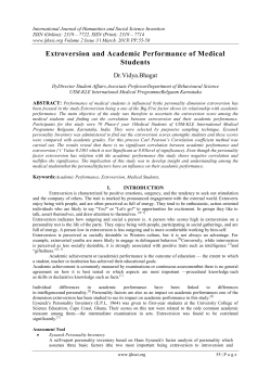 Extroversion and Academic Performance of Medical Students