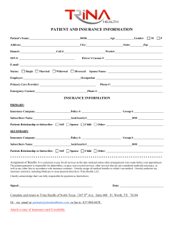 New Patient Form - Trina Health of North Texas