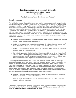 The Economic Contribution of the Research University to Nevada`s