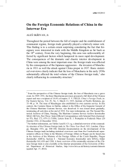 On the Foreign Economic Relations of China in the Interwar Era