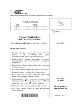EGZAMIN MATURALNY Z JĘZYKA ANGIELSKIEGO MAJ