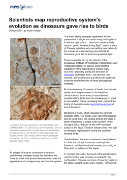 Scientists map reproductive system`s evolution as dinosaurs gave