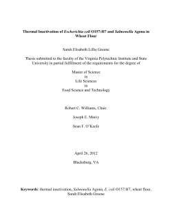 Thermal Inactivation of Escherichia coli O157:H7 and Salmonella