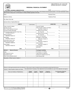 PERSONAL FINANCIAL STATEMENT