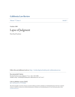 Lapse of Judgment - Berkeley Law Scholarship Repository