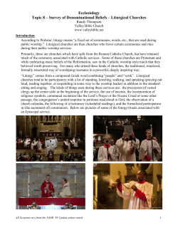 Ecclesiology Topic 8 &ndash; Survey of Denominational Beliefs &ndash; Liturgical