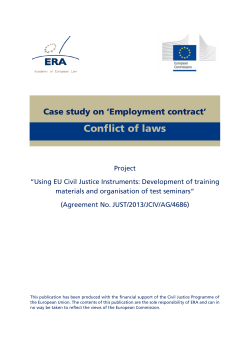 Conflict of laws - ERA Additional Services