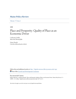Place and Prosperity: Quality of Place as an Economic Driver