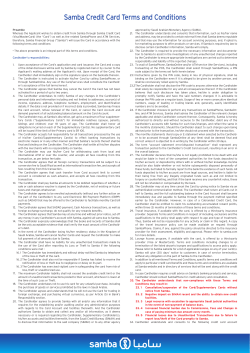 Terms And Conditions For Samba Conventional Credit Card
