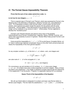 21. The Fermat-Gauss Impossibility Theorem.