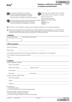 Employer`s notification concerning an employee posted abroad Y