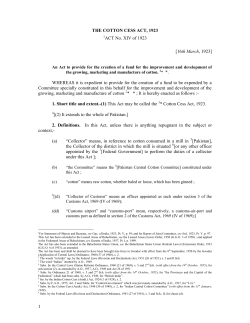 1 THE COTTON CESS ACT, 1923 1ACT No. XIV of 1923
