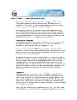 MINISTRY SPHERE 1 &ndash; ESTABLISHING A PRAYER SHIELD Any