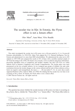 The secular rise in IQs: In Estonia, the Flynn effect is not a Jensen