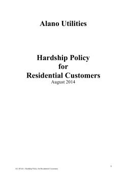 Alano Utilities Hardship Policy for Residential Customers