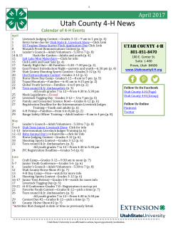 April, May, June 2017 Newsletter - Utah County 4-H