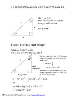 61.2 40sec2 2/ / / 40sec 61.2 2)68.1( =&deg; = = = =&deg; &asymp;+ =+ = c cbc adj