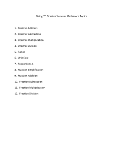 Rising 7th Graders Summer Mathscore Topics 1. Decimal Addition 2