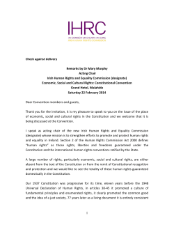 1 Check against delivery Remarks by Dr Mary Murphy Acting Chair