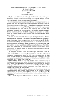 NEW DIMENSIONS IN TRANSPORTATION LAW The law is a vital
