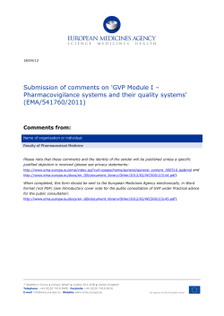 EMA consultation on Good Pharmacovigilance Practice modules