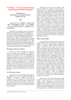 The Ability - To - Pay Concept For Hong Kong Corporate Profits Tax