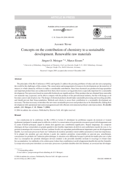 Concepts on the contribution of chemistry to a sustainable