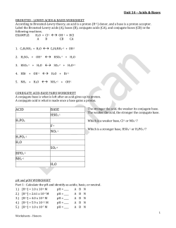 ACID BASE HSO4 H3PO4 NO3 H2PO4 H2O SO4 HPO4 NH4 H2O