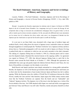 The Kuril Stalemate: American, Japanese and Soviet revisitings of