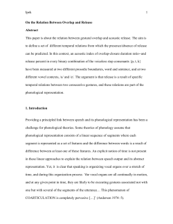 Ipek 1 On the Relation Between Overlap and Release