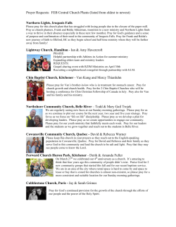Prayer Requests: FEB Central Church Plants (listed from oldest to