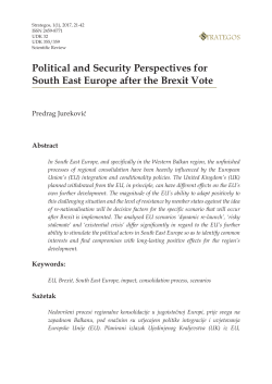 Political and Security Perspectives for South East Europe after the