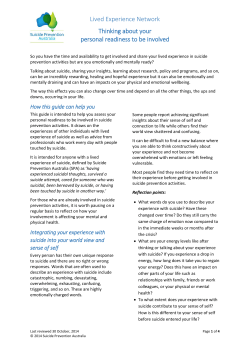 Thinking about your personal readiness to be involved