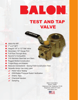 TEST AND TAP VALVE - Balon Corporation