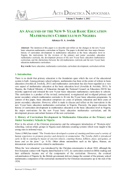An Analysis of the new 9-year Basic Education