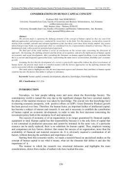 159 CONSIDERATIONS ON HUMAN CAPITAL CONCEPT