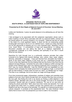 SPEAKING TRUTH IN LOVE - Diakonia Council Of Churches