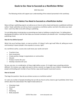 Goals to Go: How to Succeed as a Nonfiction Writer