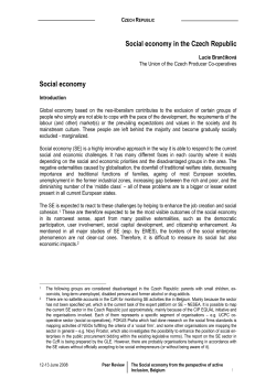 Social economy in the Czech Republic Social economy