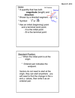 * A quantity that has both magnitude (length) and direction. * Shown