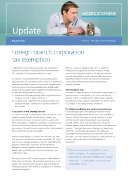 Foreign branch corporation tax exemption
