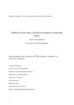 Methods for the study of political metaphor in leadership studies.