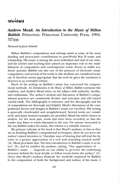 Andrew Mead. An Introduction to the Music of Milton